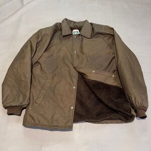 True VTG 90s Men Jacket Brown Sherpa Lined Minimalist Earthtone Y2K USA-M-6556